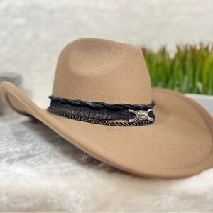 Elegant Tan Women's Hat with Black Band